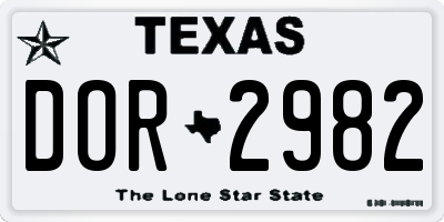 TX license plate DOR2982