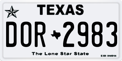TX license plate DOR2983