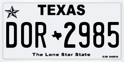 TX license plate DOR2985
