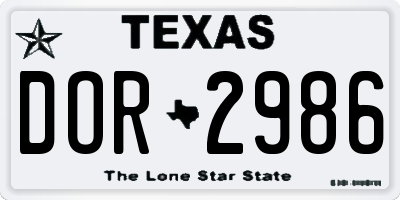 TX license plate DOR2986