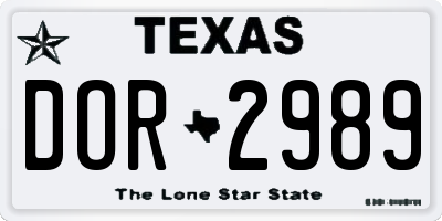 TX license plate DOR2989