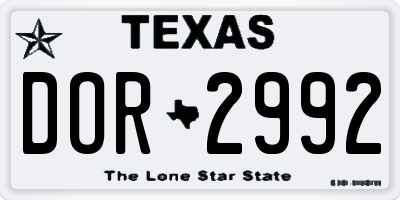 TX license plate DOR2992