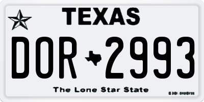 TX license plate DOR2993