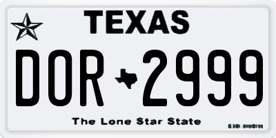 TX license plate DOR2999