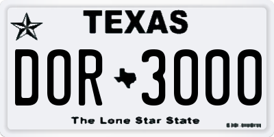 TX license plate DOR3000