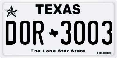 TX license plate DOR3003
