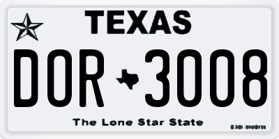 TX license plate DOR3008