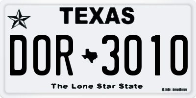 TX license plate DOR3010