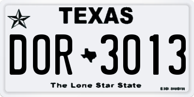 TX license plate DOR3013