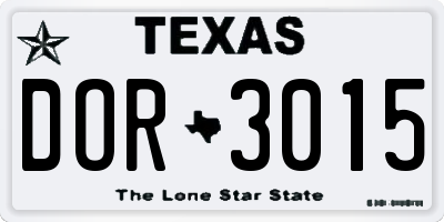 TX license plate DOR3015