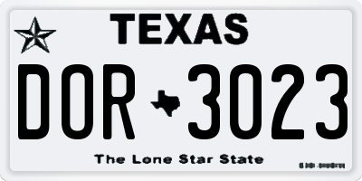 TX license plate DOR3023
