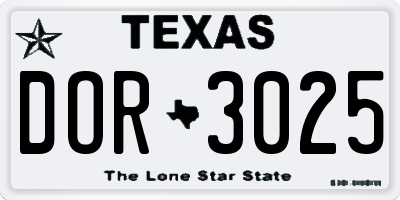 TX license plate DOR3025
