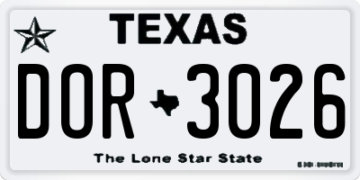TX license plate DOR3026