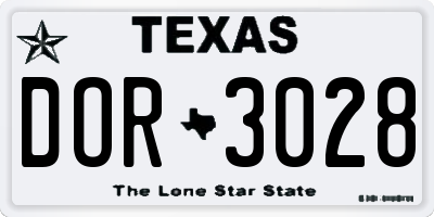 TX license plate DOR3028