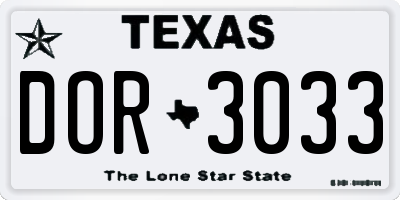 TX license plate DOR3033