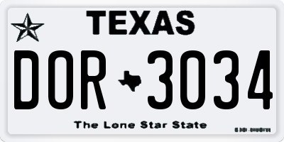 TX license plate DOR3034