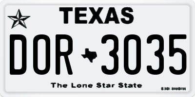 TX license plate DOR3035