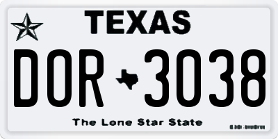 TX license plate DOR3038