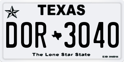 TX license plate DOR3040