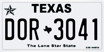 TX license plate DOR3041