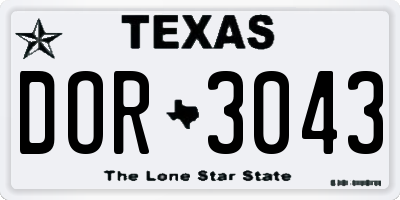 TX license plate DOR3043