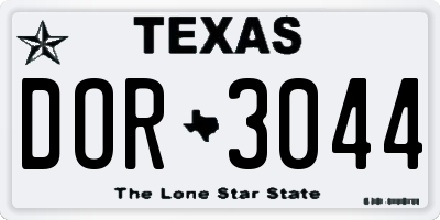 TX license plate DOR3044