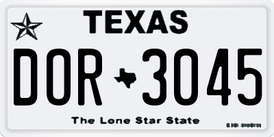 TX license plate DOR3045
