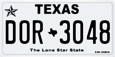 TX license plate DOR3048