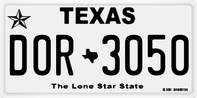 TX license plate DOR3050