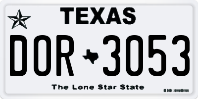 TX license plate DOR3053