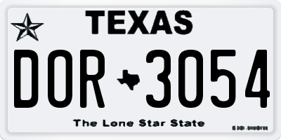 TX license plate DOR3054