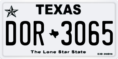 TX license plate DOR3065
