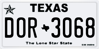 TX license plate DOR3068
