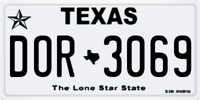 TX license plate DOR3069