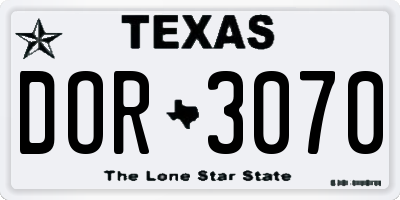 TX license plate DOR3070