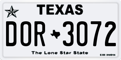 TX license plate DOR3072