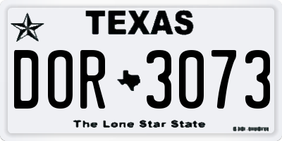 TX license plate DOR3073