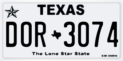 TX license plate DOR3074