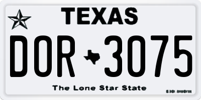 TX license plate DOR3075