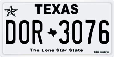 TX license plate DOR3076