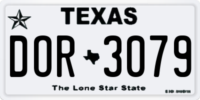 TX license plate DOR3079