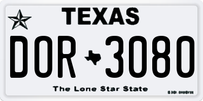 TX license plate DOR3080