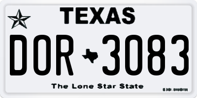 TX license plate DOR3083