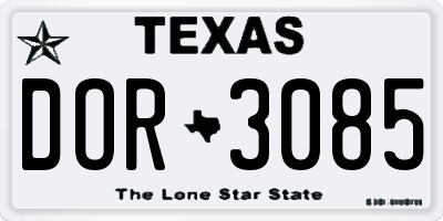 TX license plate DOR3085