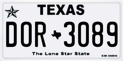 TX license plate DOR3089