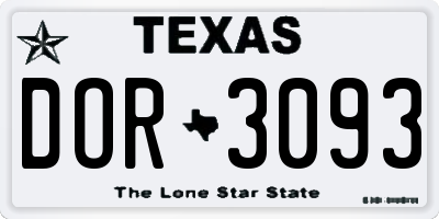 TX license plate DOR3093
