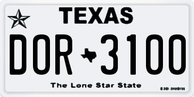 TX license plate DOR3100