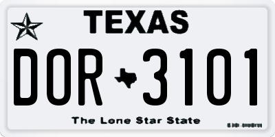TX license plate DOR3101