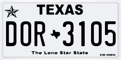 TX license plate DOR3105