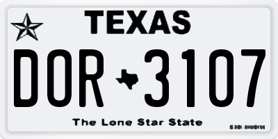 TX license plate DOR3107